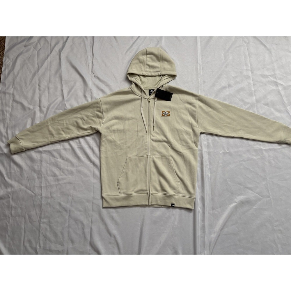 NEW Under Armour Project Rock Hoodie Beige Full Zip Tools Men's Large 1386898